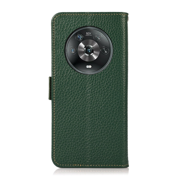For Honor Magic 4 KHAZNEH Side-Magnetic Litchi Genuine Leather RFID Phone Case(Green) - Honor Cases by PMC TechLife | Online Shopping South Africa | PMC TechLife | Buy Now Pay Later Mobicred