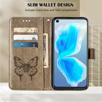 For OPPO Reno7 5G Global/Find X5 Lite Embossed Butterfly Leather Phone Case(Grey) - OPPO Cases by PMC Jewellery | Online Shopping South Africa | PMC Jewellery | Buy Now Pay Later Mobicred