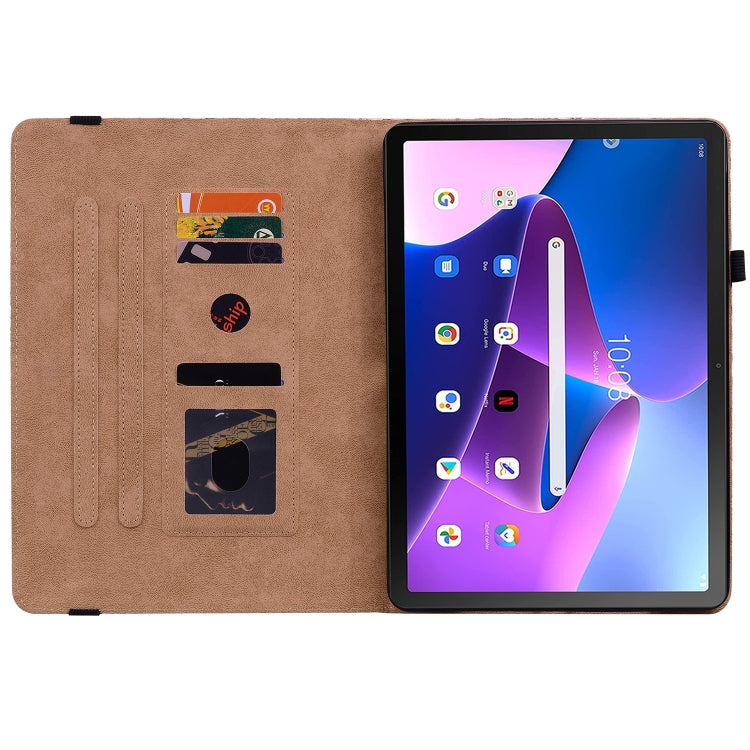 For Lenovo Tab M10 Plus 10.6 3rd Gen. Color Weave Leather Tablet Case with Holder(Brown) - Lenovo by PMC TechLife | Online Shopping South Africa | PMC TechLife | Buy Now Pay Later Mobicred