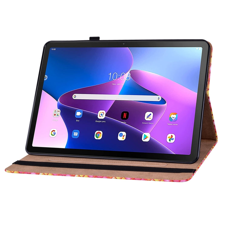 For Lenovo Tab M10 Plus 10.6 3rd Gen. Color Weave Leather Tablet Case with Holder(Rose Red) - Lenovo by PMC TechLife | Online Shopping South Africa | PMC TechLife | Buy Now Pay Later Mobicred