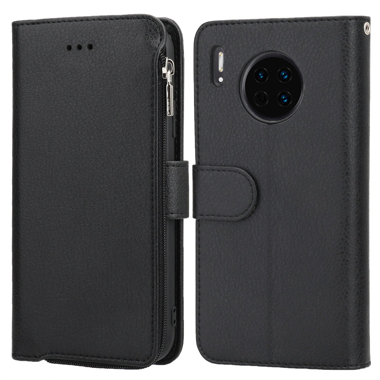 For Huawei Mate 30 Microfiber Zipper Horizontal Flip Leather Case(Black) - Huawei Cases by PMC TechLife | Online Shopping South Africa | PMC TechLife | Buy Now Pay Later Mobicred