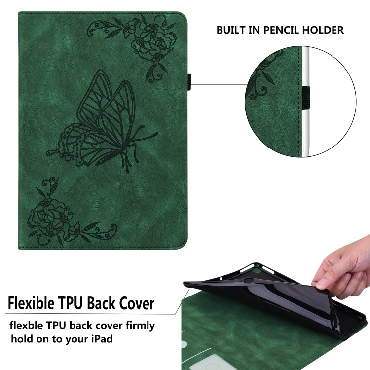 For Huawei MatePad 11 2021 Butterfly Flower Embossed Leather Tablet Case(Green) - Huawei by PMC TechLife | Online Shopping South Africa | PMC TechLife | Buy Now Pay Later Mobicred
