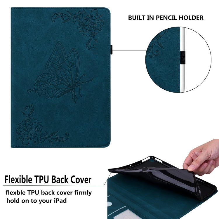 For Huawei MatePad T 10s/Enjoy Tablet 2 Butterfly Flower Embossed Leather Tablet Case(Blue) - Huawei by PMC TechLife | Online Shopping South Africa | PMC TechLife | Buy Now Pay Later Mobicred