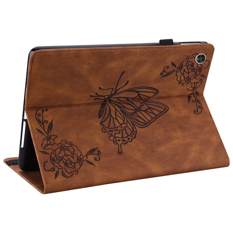For Huawei MatePad T 10s/Enjoy Tablet 2 Butterfly Flower Embossed Leather Tablet Case(Brown) - Huawei by PMC TechLife | Online Shopping South Africa | PMC TechLife | Buy Now Pay Later Mobicred
