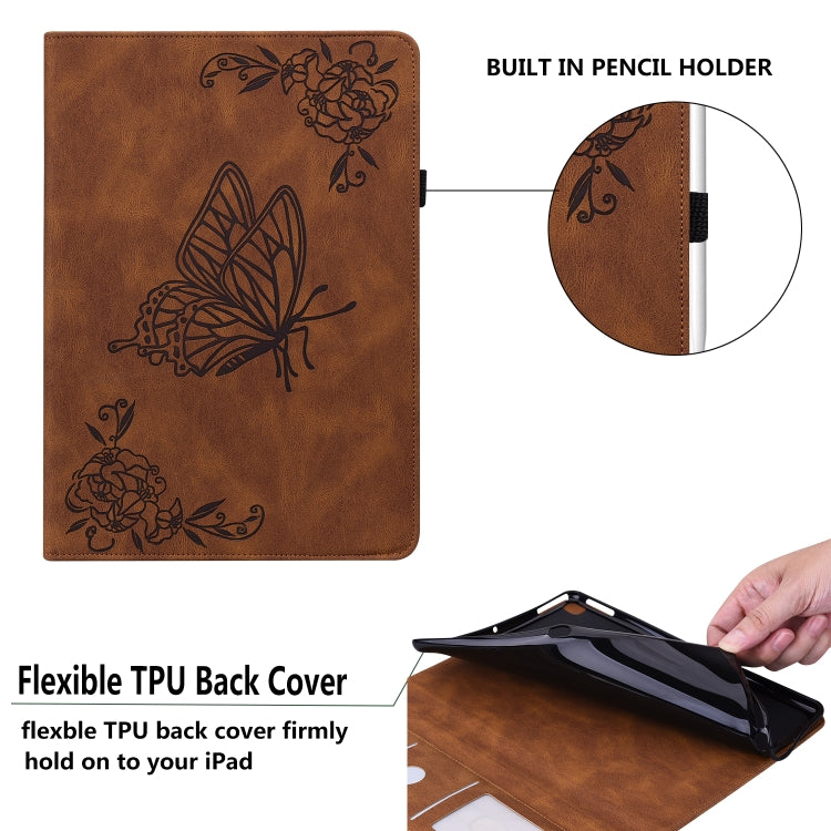 For Huawei MatePad T 10s/Enjoy Tablet 2 Butterfly Flower Embossed Leather Tablet Case(Brown) - Huawei by PMC TechLife | Online Shopping South Africa | PMC TechLife | Buy Now Pay Later Mobicred