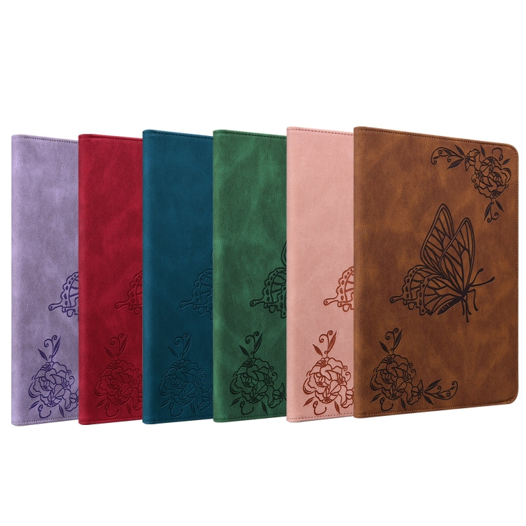 For Huawei MediaPad T5 Butterfly Flower Embossed Leather Tablet Case(Brown) - Huawei by PMC TechLife | Online Shopping South Africa | PMC TechLife | Buy Now Pay Later Mobicred