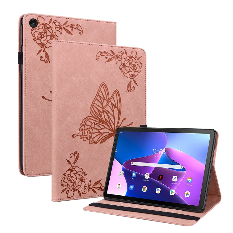 For Lenovo Tab M10 Plus 10.6 3rd Gen Butterfly Flower Embossed Leather Tablet Case(Rose Gold) - Lenovo by PMC TechLife | Online Shopping South Africa | PMC TechLife | Buy Now Pay Later Mobicred