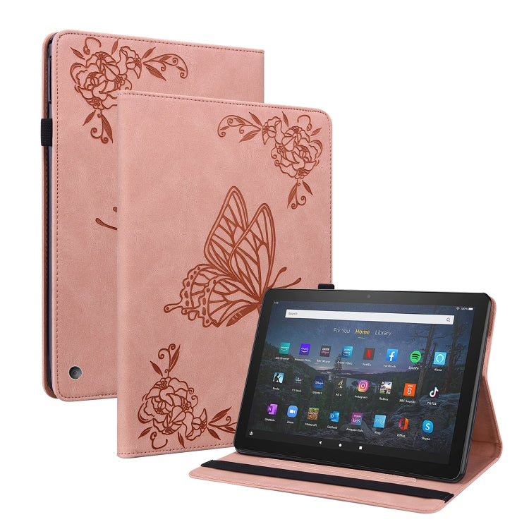 For Amazon Kindle Fire HD 10 2021 / 10 Plus 2021 Butterfly Flower Embossed Leather Tablet Case(Rose Gold) - Amazon by PMC TechLife | Online Shopping South Africa | PMC TechLife | Buy Now Pay Later Mobicred