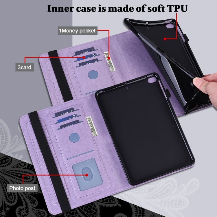 For Lenovo M10 Plus 10.6 3rd Gen 2022 Lace Flower Embossing Pattern Leather Tablet Case(Purple) - Lenovo by PMC TechLife | Online Shopping South Africa | PMC TechLife | Buy Now Pay Later Mobicred