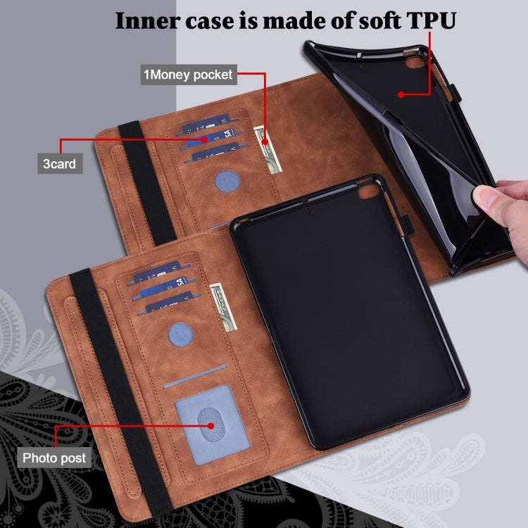 For Lenovo M10 Plus 10.6 3rd Gen 2022 Lace Flower Embossing Pattern Leather Tablet Case(Brown) - Lenovo by PMC TechLife | Online Shopping South Africa | PMC TechLife | Buy Now Pay Later Mobicred