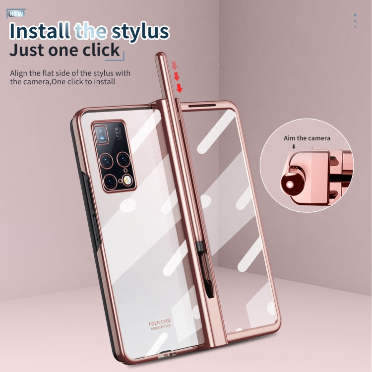 For Huawei Mate X2 Electroplating Hinge Phone Case with Stylus(Pink) - Huawei Cases by PMC TechLife | Online Shopping South Africa | PMC TechLife | Buy Now Pay Later Mobicred