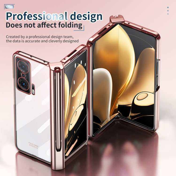 For Honor Magic V Full Body Electroplating Hinge Phone Case with Stylus(Pink) - Honor Cases by PMC TechLife | Online Shopping South Africa | PMC TechLife