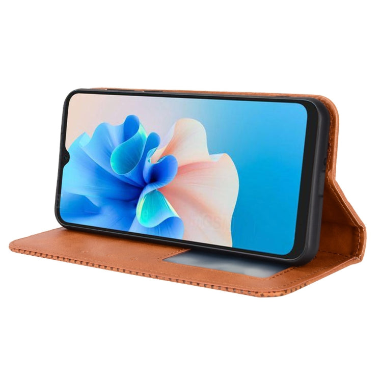 For Blackview A55 Pro Magnetic Buckle Retro Texture Leather Phone Case(Brown) - More Brand by PMC TechLife | Online Shopping South Africa | PMC TechLife | Buy Now Pay Later Mobicred