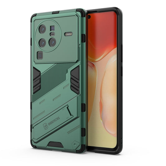 For vivo X80 Pro Punk Armor PC + TPU Phone Case with Holder(Green) - vivo Cases by PMC Jewellery | Online Shopping South Africa | PMC Jewellery | Buy Now Pay Later Mobicred