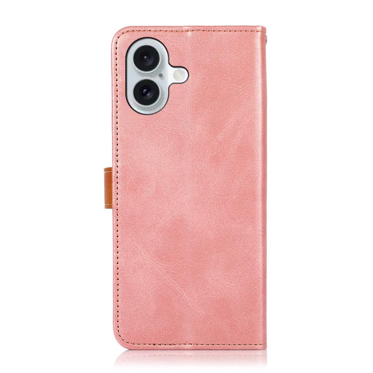 For iPhone 17 KHAZNEH Dual-color Cowhide Texture Flip Leather Phone Case(Rose Gold) - free shipping - PMc TechLife - Order now!