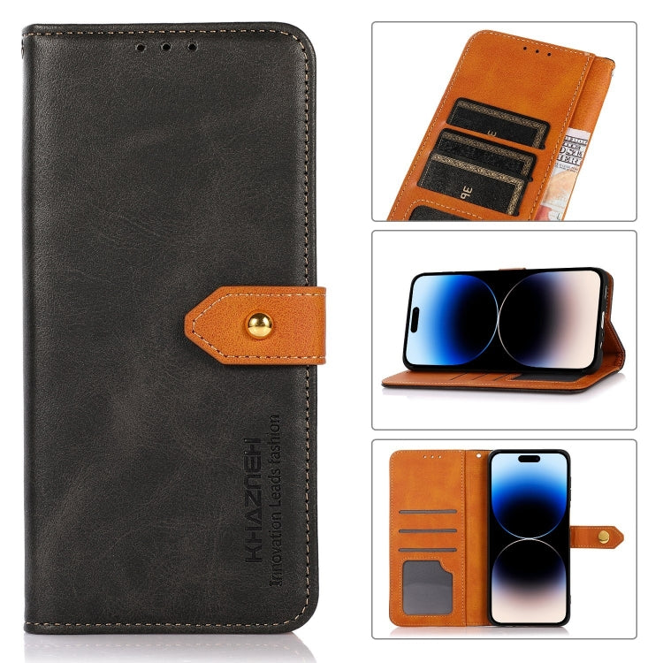 For iPhone 17 Air KHAZNEH Dual-color Cowhide Texture Flip Leather Phone Case(Black) - free shipping - PMc TechLife - Order now!