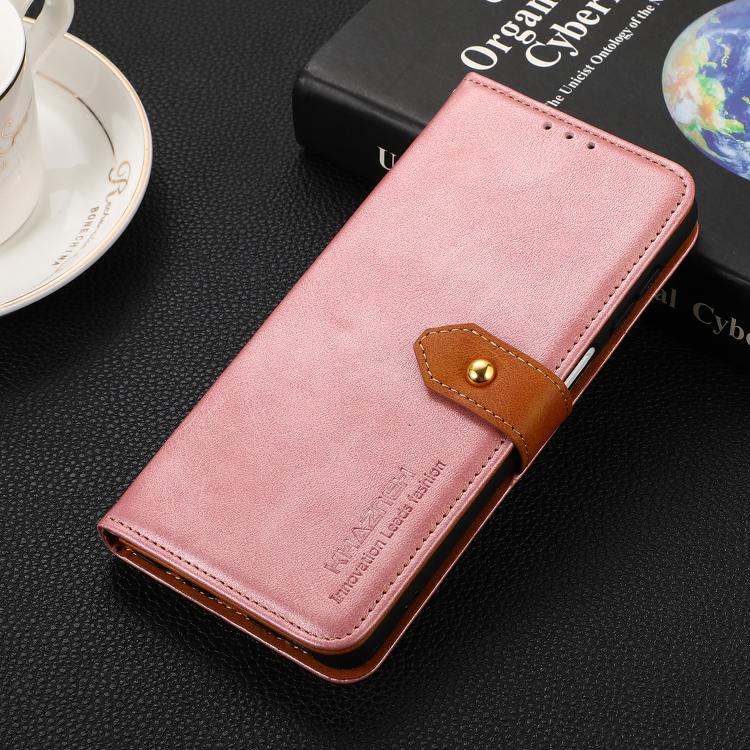 For iPhone 17 Air KHAZNEH Dual-color Cowhide Texture Flip Leather Phone Case(Rose Gold) - free shipping - PMc TechLife - Order now!