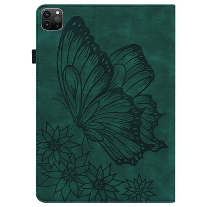 For iPad Pro 11 2022 / 2021 / 2020 / Air 2020 10.9 / 11 2024 Big Butterfly Embossed Smart Leather Tablet Case(Green) - iPad Pro 11 (2022/2021) Cases by PMC Jewellery | Online Shopping South Africa | PMC Jewellery | Buy Now Pay Later Mobicred