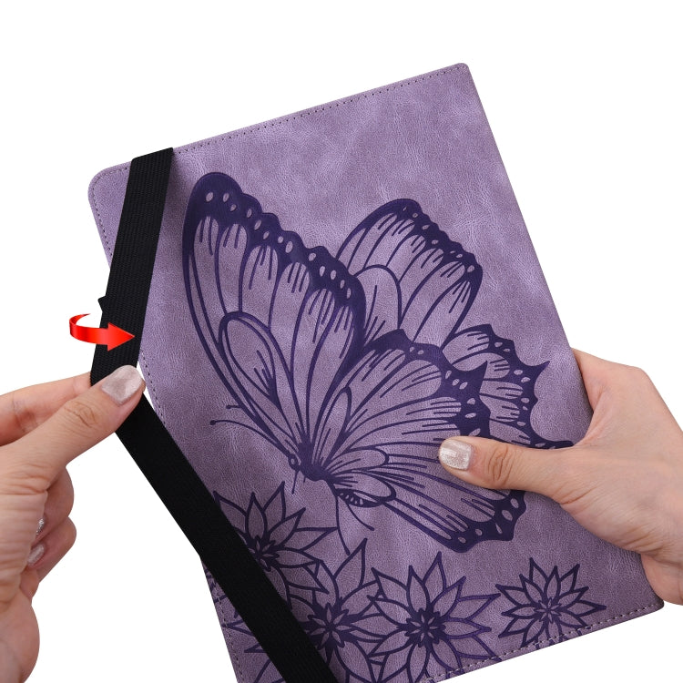 For Huawei MediaPad T5 Big Butterfly Embossed Leather Tablet Case(Purple) - Huawei by PMC TechLife | Online Shopping South Africa | PMC TechLife | Buy Now Pay Later Mobicred
