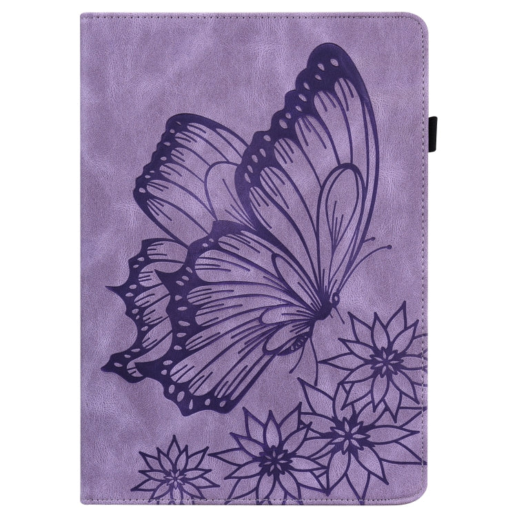 For Huawei MatePad T 10s Big Butterfly Embossed Leather Tablet Case(Purple) - Huawei by PMC TechLife | Online Shopping South Africa | PMC TechLife | Buy Now Pay Later Mobicred