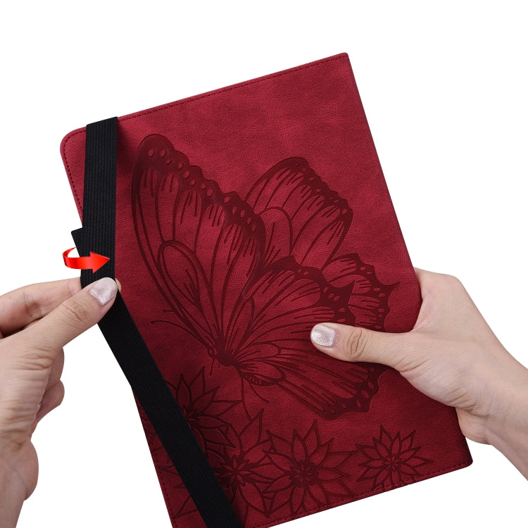For Huawei MatePad T 10s Big Butterfly Embossed Leather Tablet Case(Red) - Huawei by PMC TechLife | Online Shopping South Africa | PMC TechLife | Buy Now Pay Later Mobicred