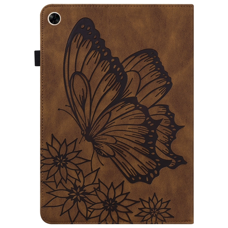 For Realme Pad Big Butterfly Embossed Leather Tablet Case(Brown) - Realme by PMC TechLife | Online Shopping South Africa | PMC TechLife | Buy Now Pay Later Mobicred
