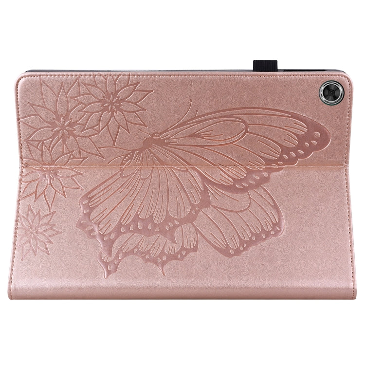 For Lenovo M10 Plus X606F Big Butterfly Embossed Leather Tablet Case(Rose Gold) - Lenovo by PMC TechLife | Online Shopping South Africa | PMC TechLife | Buy Now Pay Later Mobicred