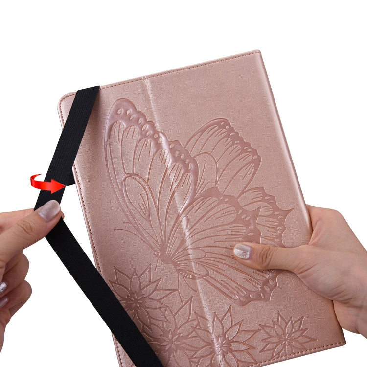 For Lenovo Tab P11 Big Butterfly Embossed Leather Tablet Case(Rose Gold) - Lenovo by PMC TechLife | Online Shopping South Africa | PMC TechLife | Buy Now Pay Later Mobicred