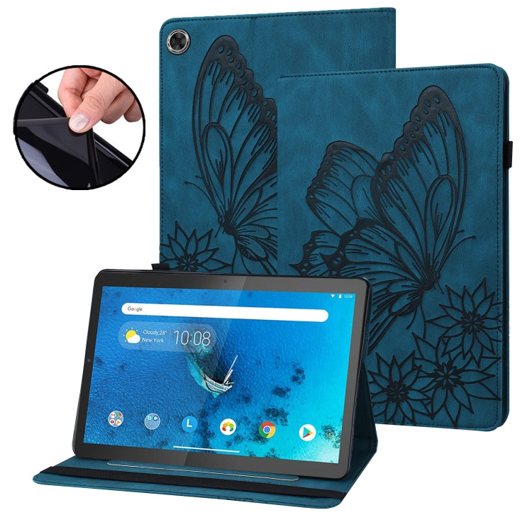 For Lenovo Tab M10 HD 2nd Gen Big Butterfly Embossed Leather Tablet Case(Blue) - Lenovo by PMC TechLife | Online Shopping South Africa | PMC TechLife | Buy Now Pay Later Mobicred