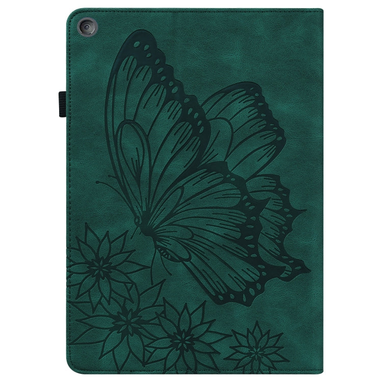 For Amazon Kindle Fire HD 10 2019 / 2017 Big Butterfly Embossed Smart Leather Tablet Case(Green) - Amazon by PMC TechLife | Online Shopping South Africa | PMC TechLife | Buy Now Pay Later Mobicred