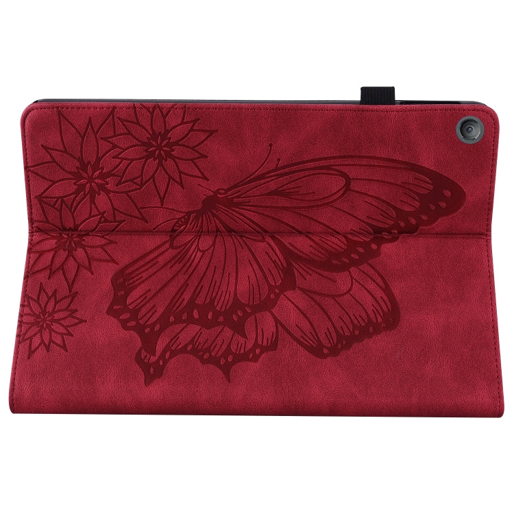 For Amazon Kindle Fire HD 10 2019 / 2017 Big Butterfly Embossed Smart Leather Tablet Case(Red) - Amazon by PMC TechLife | Online Shopping South Africa | PMC TechLife | Buy Now Pay Later Mobicred