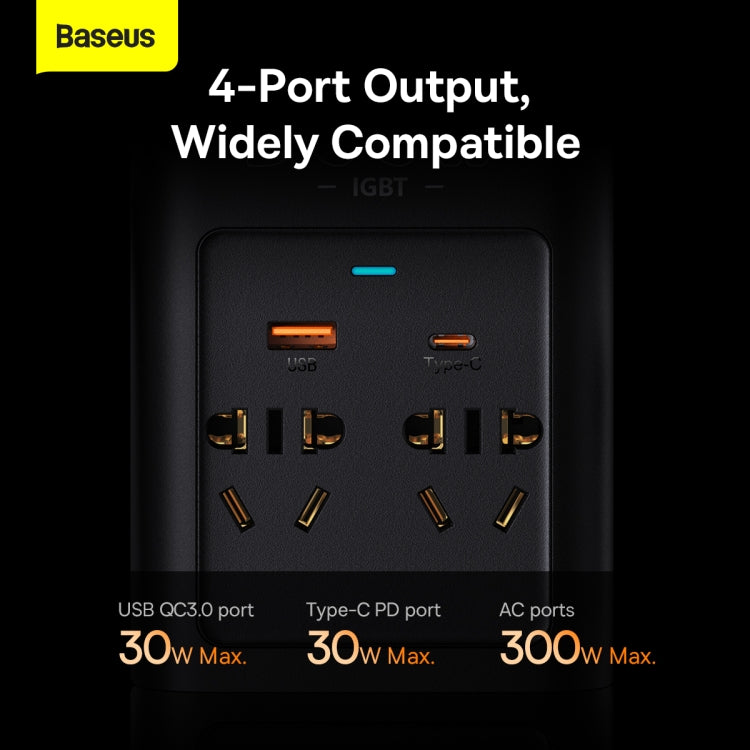 Baseus BS-CI30-02 300W IGBT Power Inverter 220V CN/EU(Black) - Pure Sine Wave by Baseus | Online Shopping South Africa | PMC Jewellery | Buy Now Pay Later Mobicred