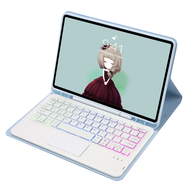 For Samsung Galaxy Tab A8 10.5 (2021) A08B-AS Candy Color Backlight Bluetooth Keyboard Leather Tablet Case(White Ice) - Samsung Keyboard by PMC TechLife | Online Shopping South Africa | PMC TechLife