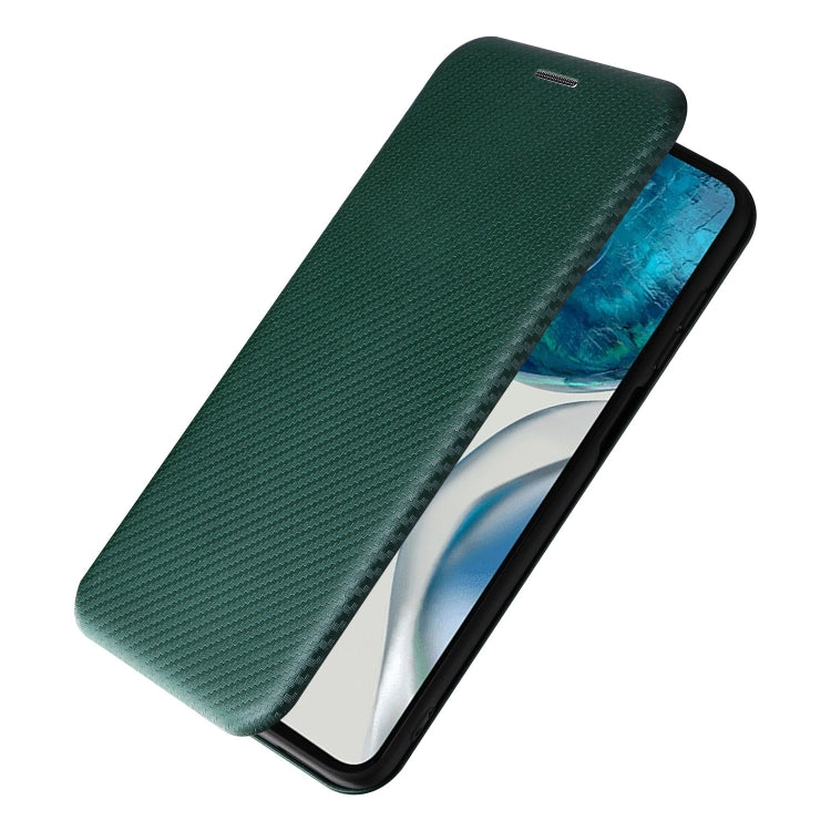 For Motorola Moto G52/G82 Carbon Fiber Texture Horizontal Flip Leather Phone Case(Green) - Motorola Cases by PMC Jewellery | Online Shopping South Africa | PMC Jewellery | Buy Now Pay Later Mobicred