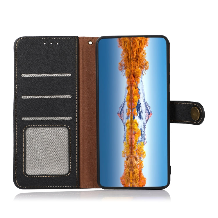 For OnePlus Nord 2T 5G KHAZNEH Custer Texture RFID Genuine Leather Phone Case(Black) - OnePlus Cases by PMC TechLife | Online Shopping South Africa | PMC TechLife | Buy Now Pay Later Mobicred