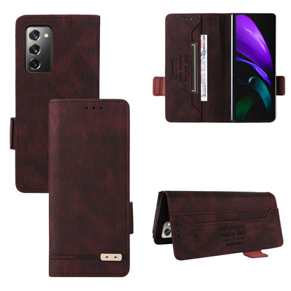 For Samsung Galaxy Z Fold2 5G Magnetic Clasp Flip Leather Phone Case(Brown) - Galaxy Phone Cases by PMC Jewellery | Online Shopping South Africa | PMC Jewellery