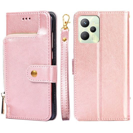 For OPPO Realme C35 Zipper Bag Leather Phone Case(Rose Gold) - Realme Cases by PMC Jewellery | Online Shopping South Africa | PMC Jewellery | Buy Now Pay Later Mobicred