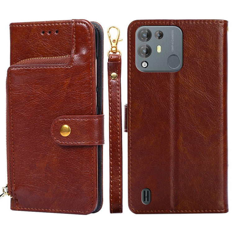 For Blackview A55 Pro Zipper Bag Leather Phone Case(Brown) - More Brand by PMC Jewellery | Online Shopping South Africa | PMC Jewellery | Buy Now Pay Later Mobicred