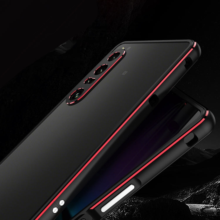 For Sony Xperia 1 IV Aurora Series Lens Protector + Metal Frame Protective Phone Case(Black Silver) - Sony Cases by PMC TechLife | Online Shopping South Africa | PMC TechLife | Buy Now Pay Later Mobicred