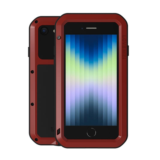 For iPhone SE 2022 / SE 2020 / 8 / 7 LOVE MEI Metal Shockproof Life Waterproof Dustproof Protective Phone Case with Glass(Red) - iPhone SE 2022 / 2020 / 8 / 7 Cases by LOVE MEI | Online Shopping South Africa | PMC Jewellery