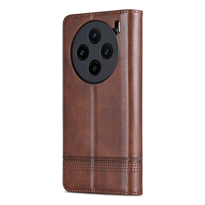 For vivo X100 AZNS Magnetic Calf Texture Leather Phone Case(Dark Brown) - X100 Cases by AZNS | Online Shopping South Africa | PMC Jewellery | Buy Now Pay Later Mobicred