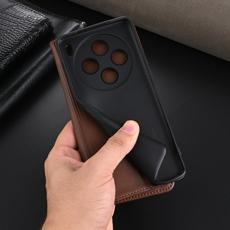 For vivo X100 AZNS Magnetic Calf Texture Leather Phone Case(Dark Brown) - free shipping - PMC Jewellery - Order now!
