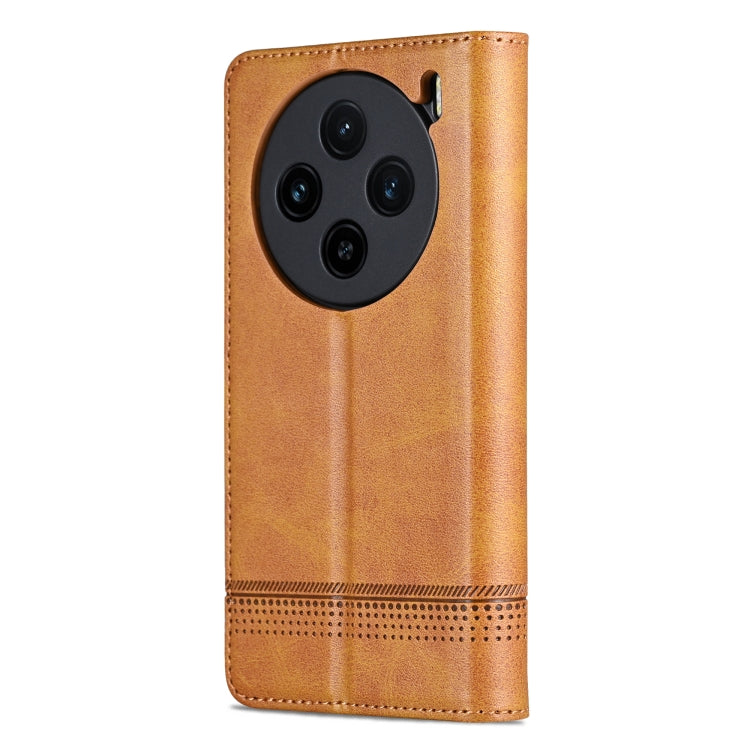 For vivo X100 AZNS Magnetic Calf Texture Leather Phone Case(Light Brown) - X100 Cases by AZNS | Online Shopping South Africa | PMC Jewellery | Buy Now Pay Later Mobicred