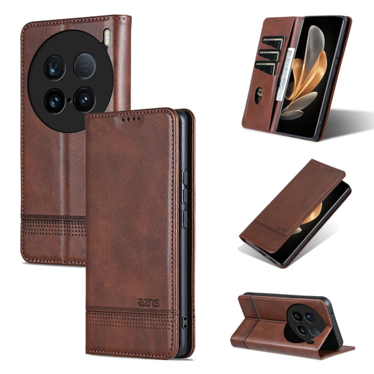 For vivo X100 Ultra AZNS Magnetic Calf Texture Leather Phone Case(Dark Brown) - vivo Cases by AZNS | Online Shopping South Africa | PMC Jewellery | Buy Now Pay Later Mobicred