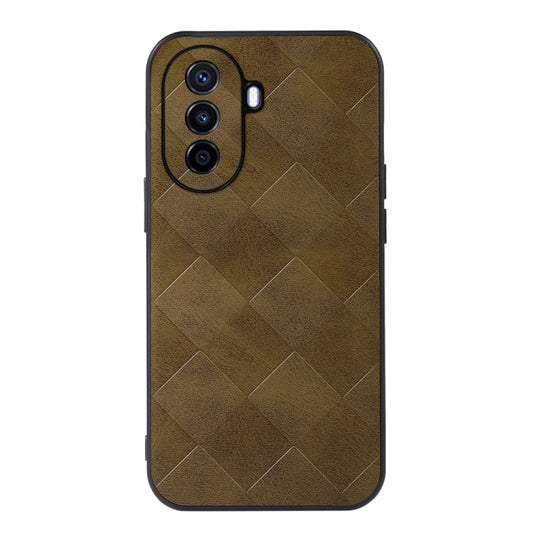 For Huawei Enjoy 50 China/nova Y70 4G Global/nova Y70 Plus Weave Plaid PU Phone Case(Green) - Huawei Cases by PMC Jewellery | Online Shopping South Africa | PMC Jewellery