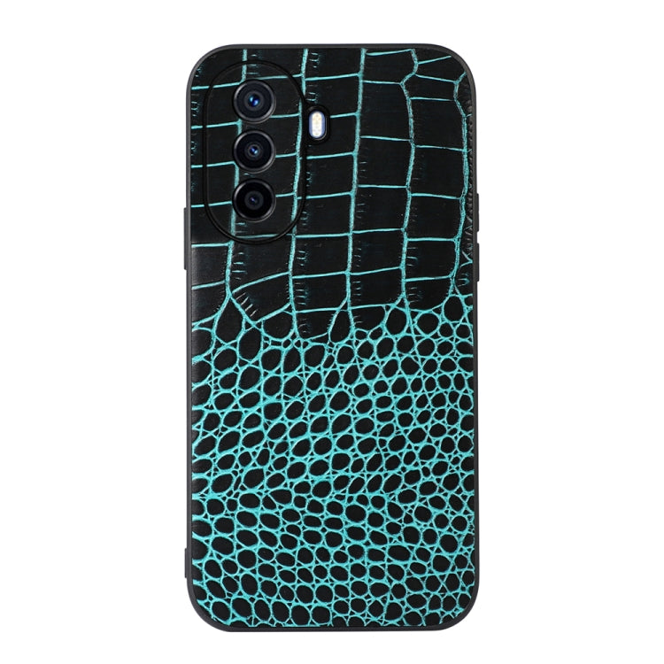 For Huawei Enjoy 50 China/nova Y70 4G Global/nova Y70 Plus Crocodile Top Layer Cowhide Leather Phone Case(Cyan Blue) - Huawei Cases by PMC Jewellery | Online Shopping South Africa | PMC Jewellery