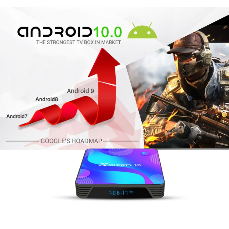 X88 PRO10 4K Smart TV BOX Android 11.0 Media Player, RK3318 Quad-Core 64bit Cortex-A53, RAM: 4GB, ROM: 64GB(UK Plug) - RK3318 by PMC Jewellery | Online Shopping South Africa | PMC Jewellery | Buy Now Pay Later Mobicred