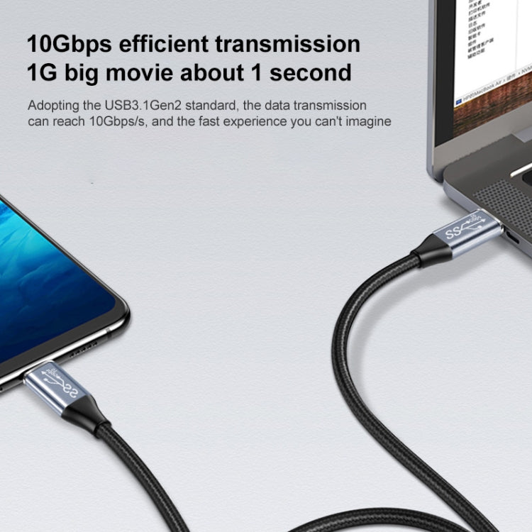 2m 10Gbps USB-C / Type-C Male Straight to Male Elbow Charging Data Transmission Cable - free shipping - PMC TechLife - Order now!