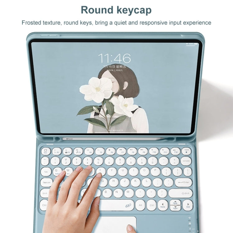 Round Cap Bluetooth Keyboard Leather Case with Pen Slot & Touchpad For Samsung Galaxy Tab S7(Green) - Samsung Keyboard by PMC TechLife | Online Shopping South Africa | PMC TechLife