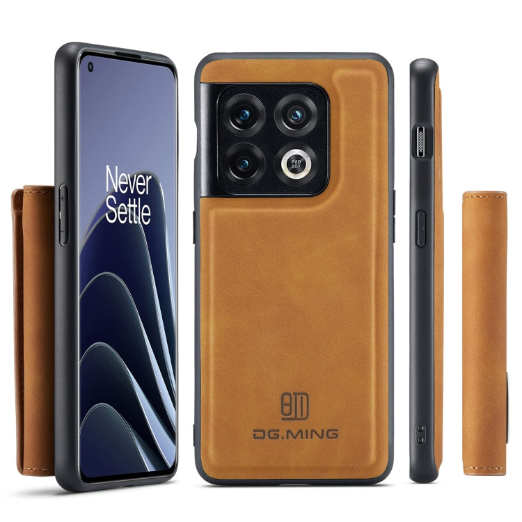 For OnePlus 10 Pro DG.MING M1 Series 3-Fold Multi Card Wallet + Magnetic Phone Case(Brown) - OnePlus Cases by DG.MING | Online Shopping South Africa | PMC TechLife | Buy Now Pay Later Mobicred